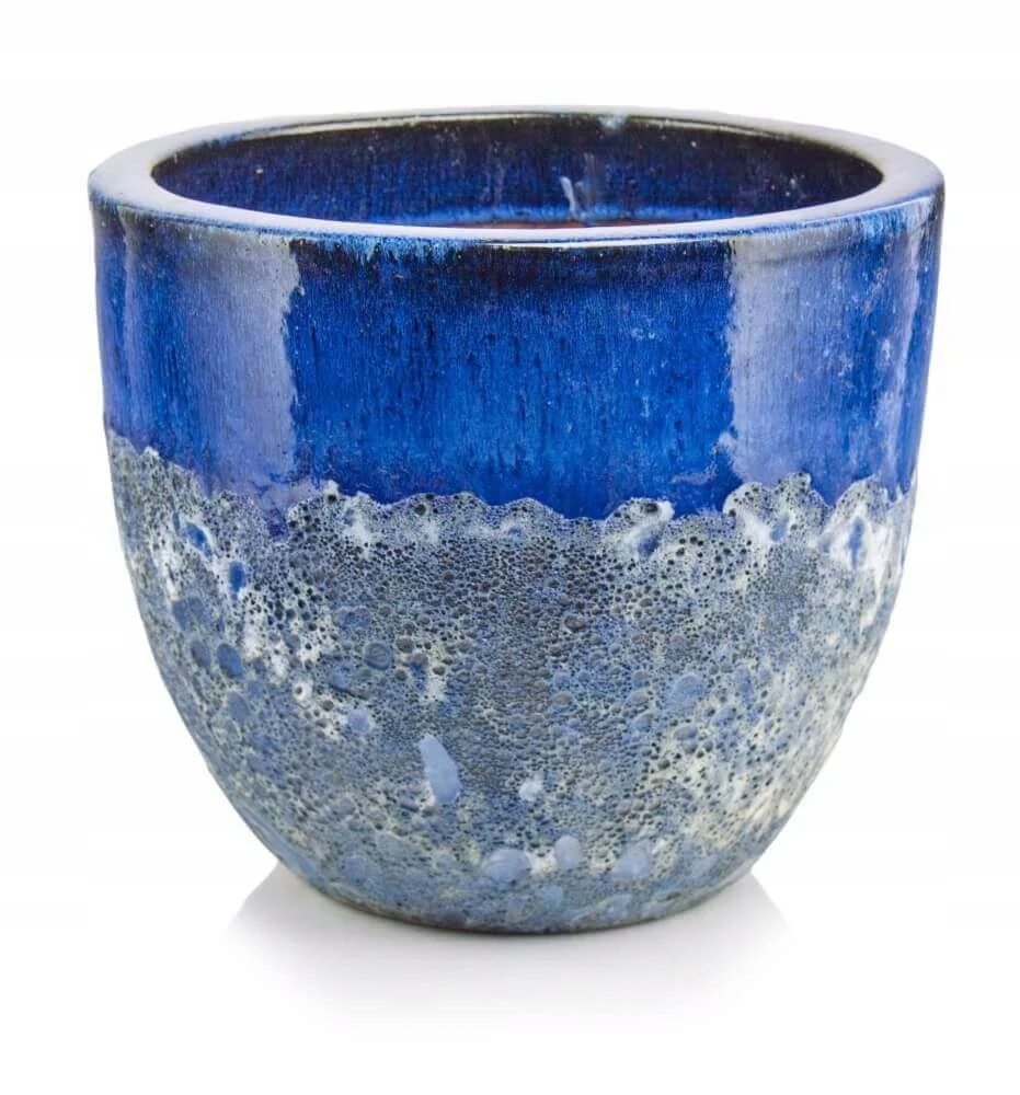 Donica Mrozoodporna Ceramiczna Kobaltowa Ogrodowa Okrągła 30X26 CM