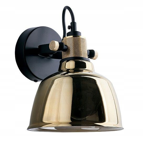 Nástenné svietidlo Amalfi Čierna zlatá sklenená lampa 1xE27 Nástenná lampa do izby Dom