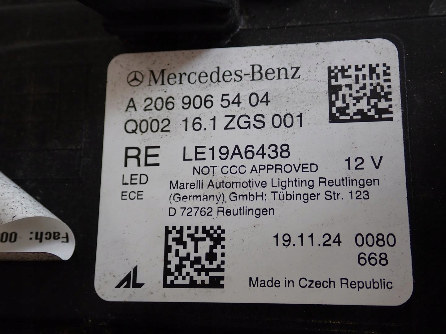 light front front right MERCEDES C-KLASA W206 2021- FULL LED A2069065404