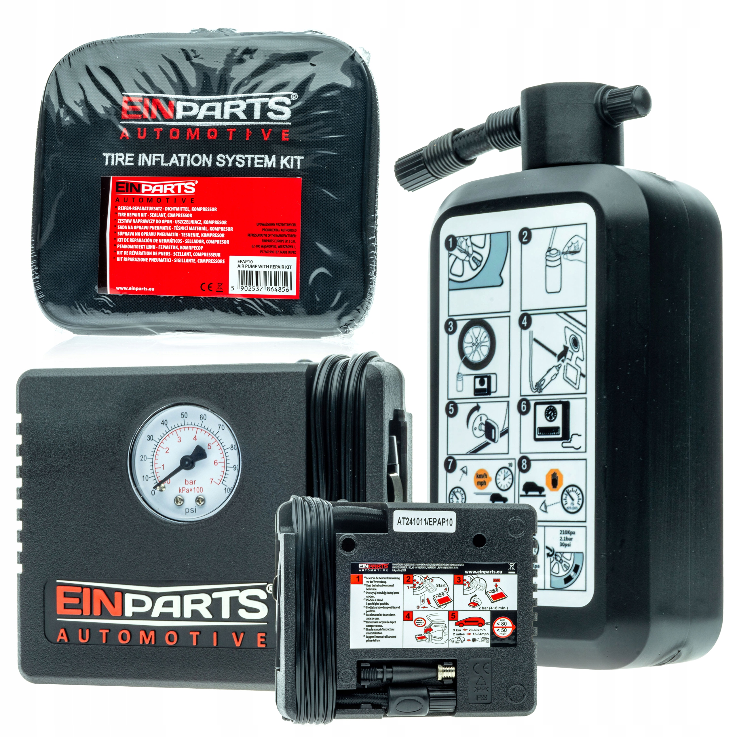 Opravná Sada Na Pneumatiky Kola Tekutá Dojezdová Těsnění 400 ml Kompresor