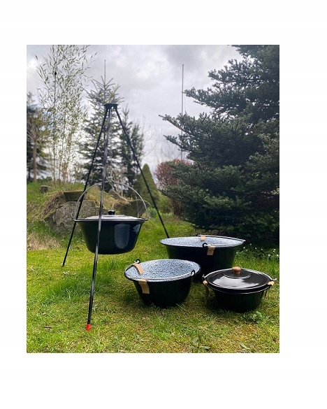 Kotlík Maďarský Smaltovaný 14 L Pokrievka stojan 120 cm na oheň