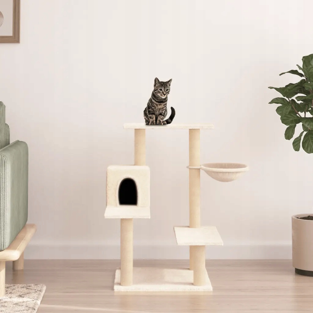 Levně Petrashop Škrabadlo pro kočky se sisalovými sloupky krémové 82,5 cm Krémov