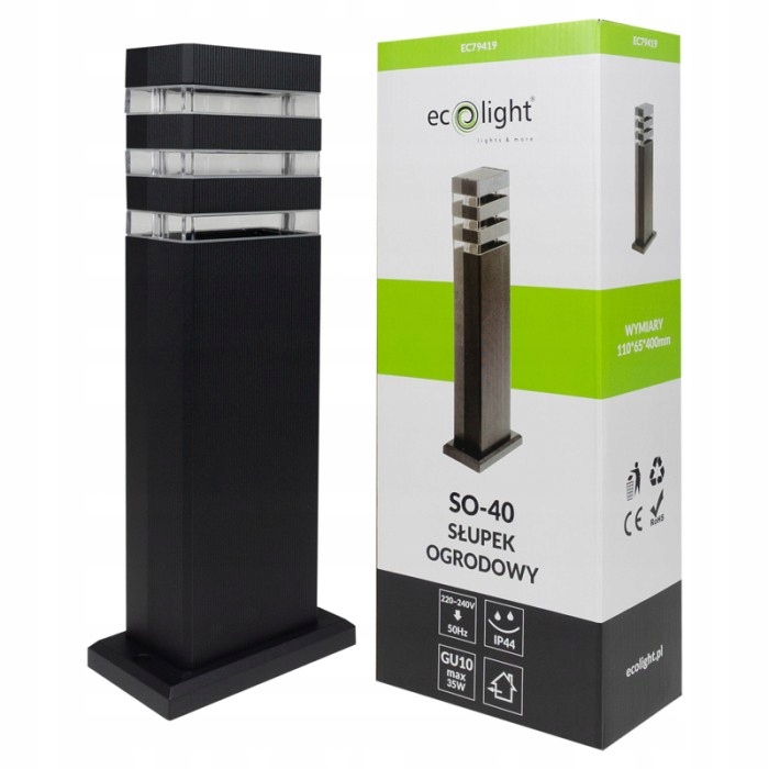 Led osvětlovací sloupek Stojací lampa z hliníku GU10 40 cm IP44 Černá
