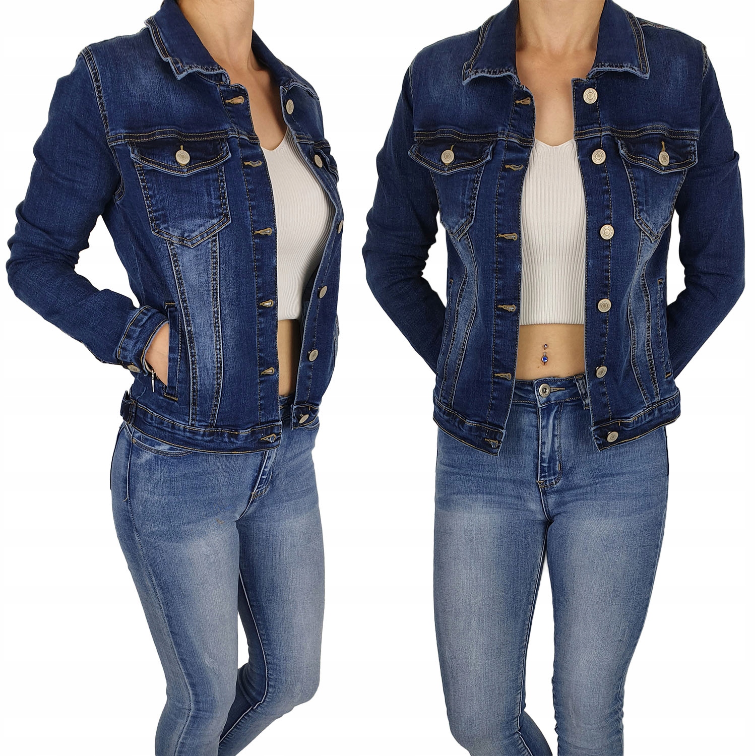 #katana Dámská Džínová Bunda Oděrky modrá 3