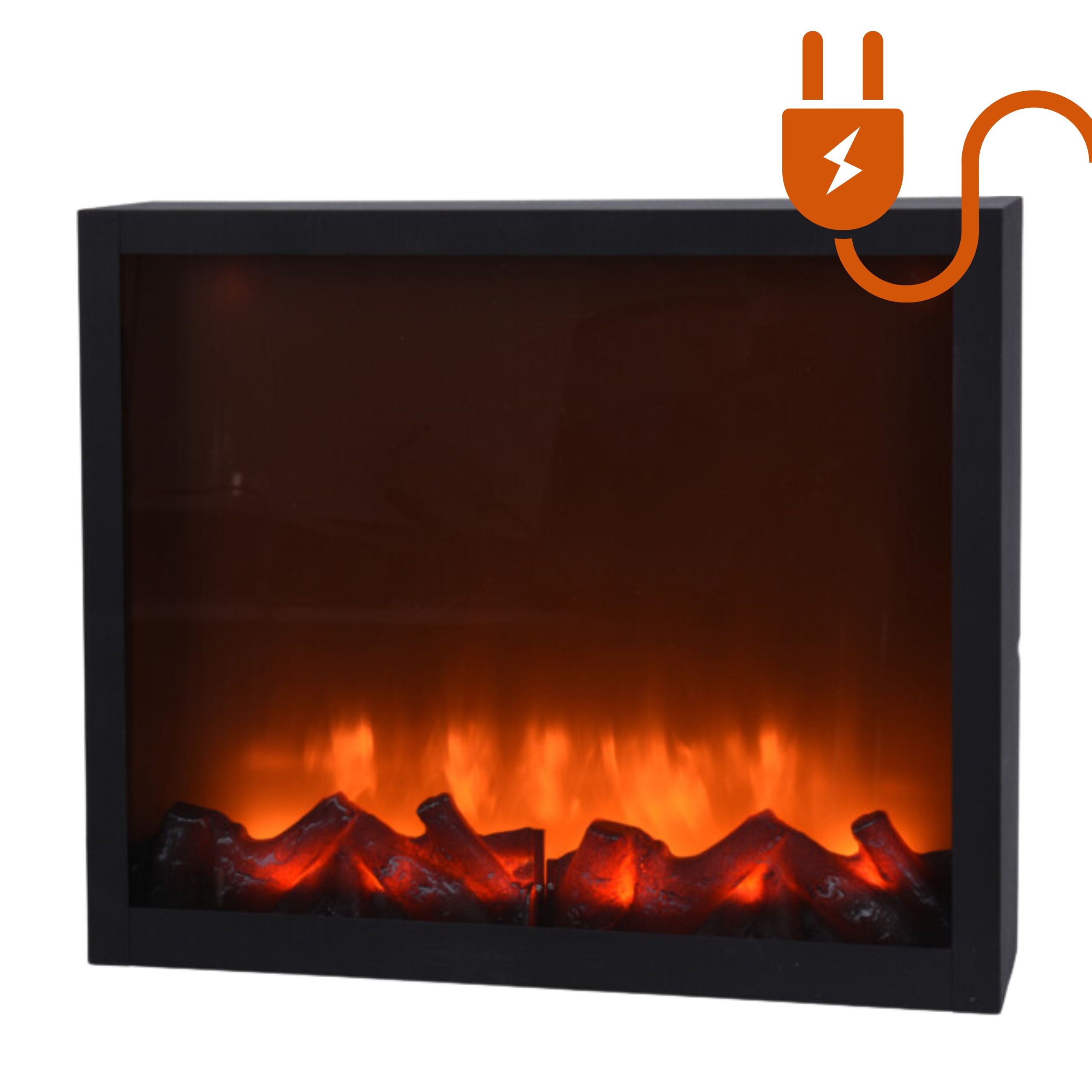 Led lucerna s efektem krbu 41x10x25 cm černá s adaptérem, krb Led