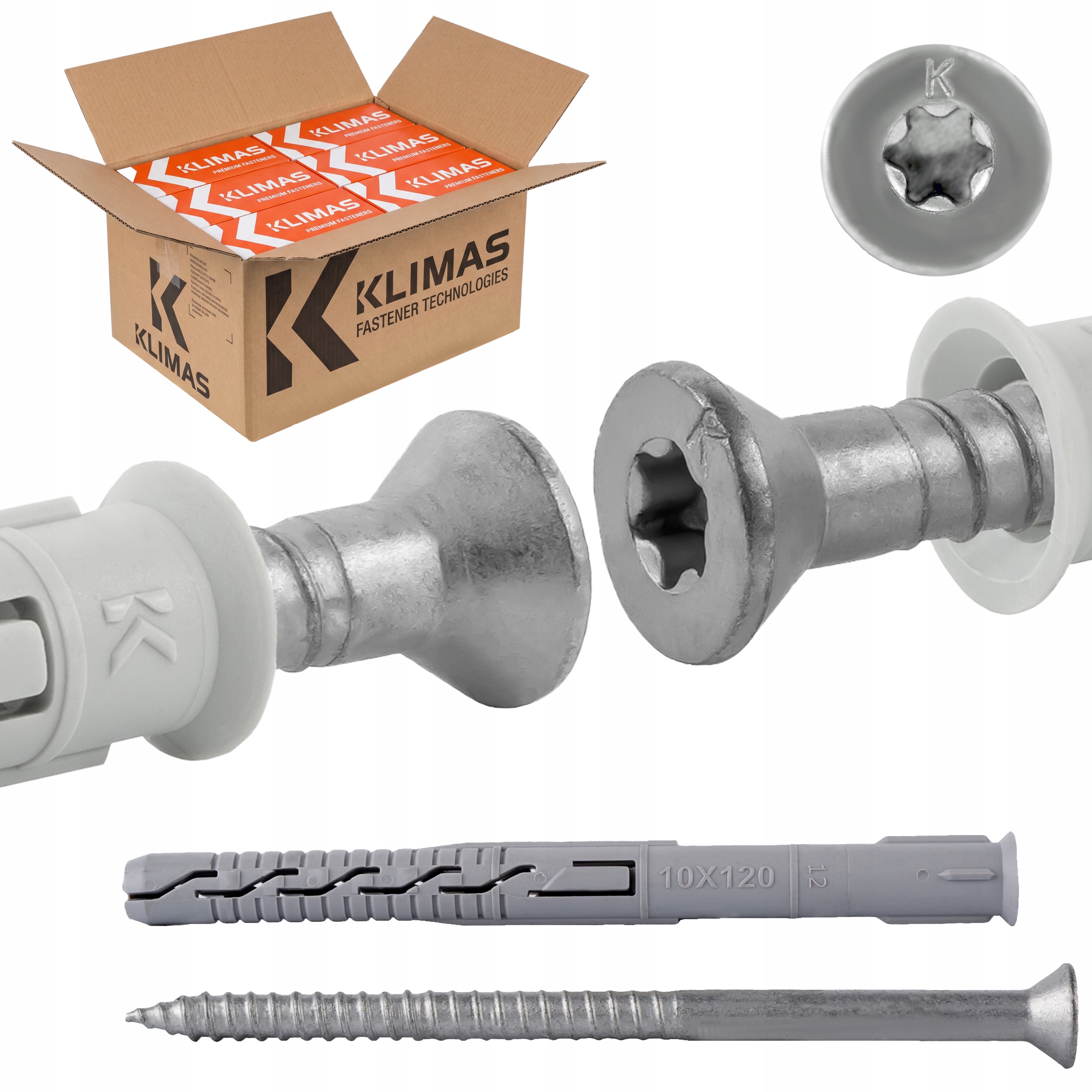 Rámové rozperné kolíky 10x120 mm 400 ks kužeľová hlava Torx Klimas Kps-fast