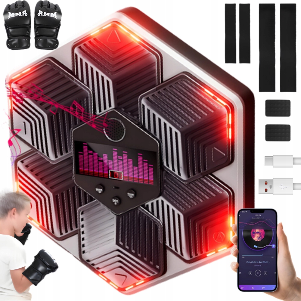 Maszyna Bokserska Trenażer Bokserski Bluetooth Licznik Ścienna Trening