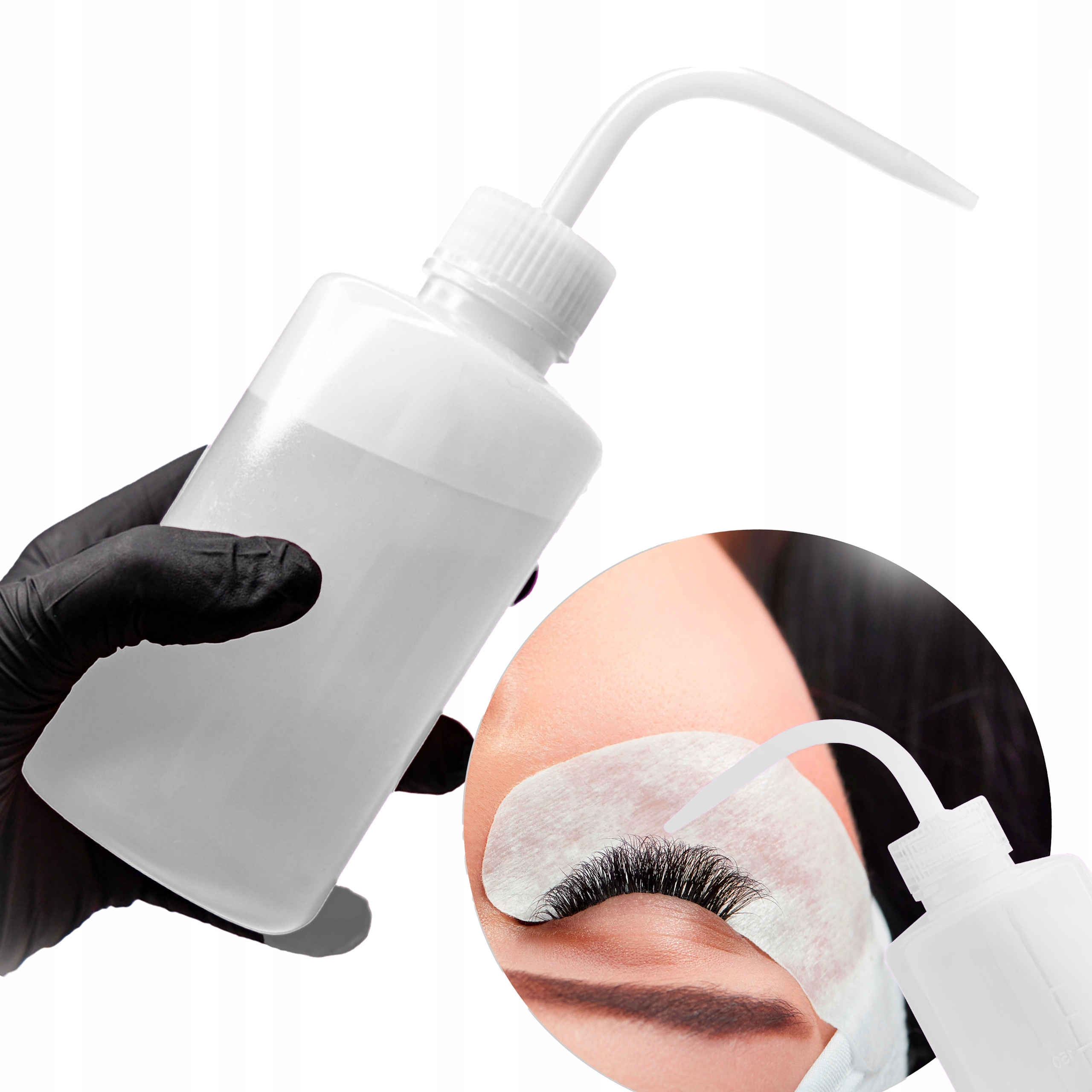 BUTELKA TRYSKAWKA BUTELECZKA DO MYCIA RZĘS 500 ml PRZEZROCZYSTA