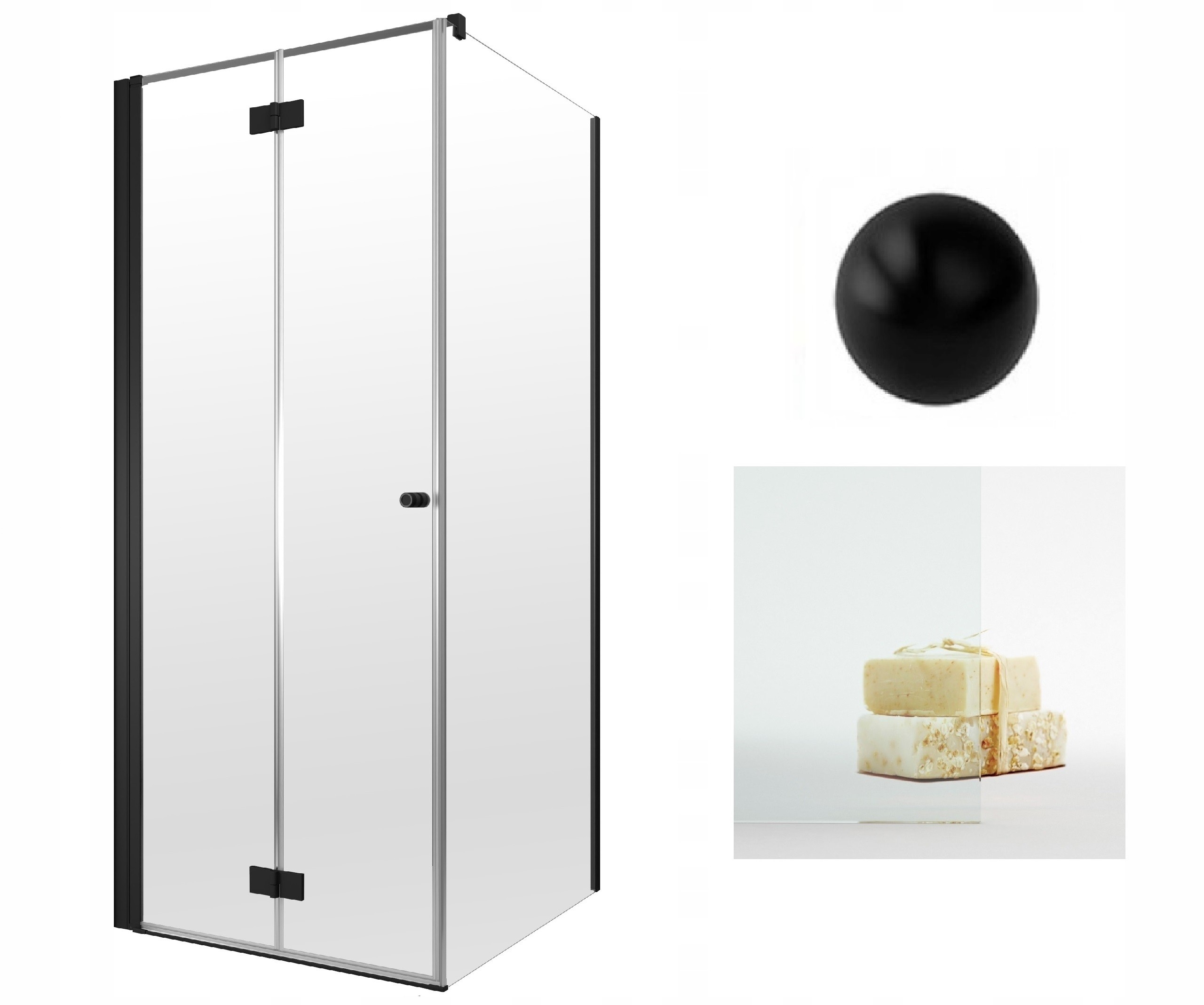 Kabina prysznicowa Radaway Nes Black Kdj-b 80x70x200 Przejrzysta Czarna