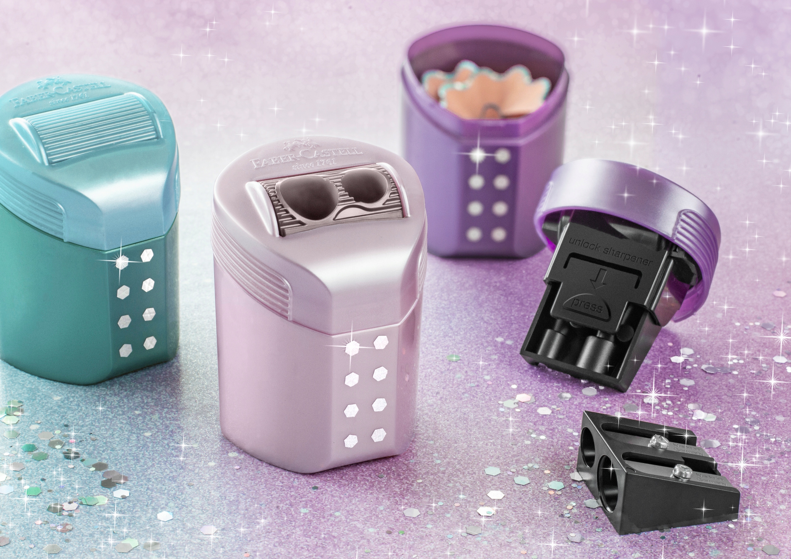 FABER-CASTELL Temperówka pojemnik RollOn Sparkle Materiał plastik