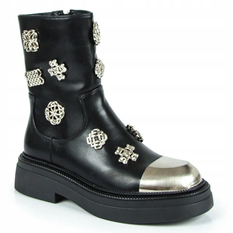 S.barski MR870-14A Černé Kotníkové Boty Z Lícové Kůže 39