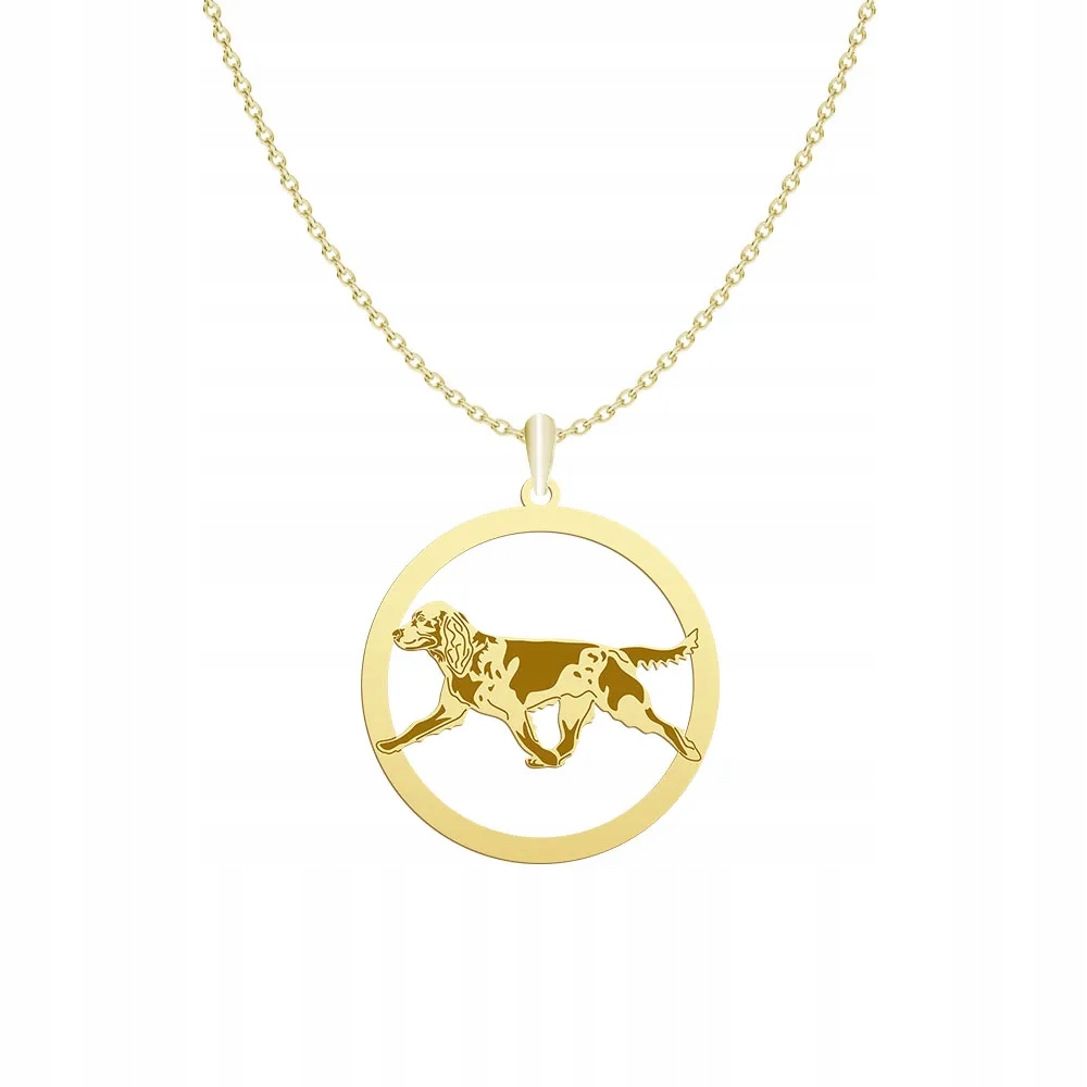 Zlatý náhrdelník s Polský psem Lovecký španěl 925 Dárek Gravírování Bonus