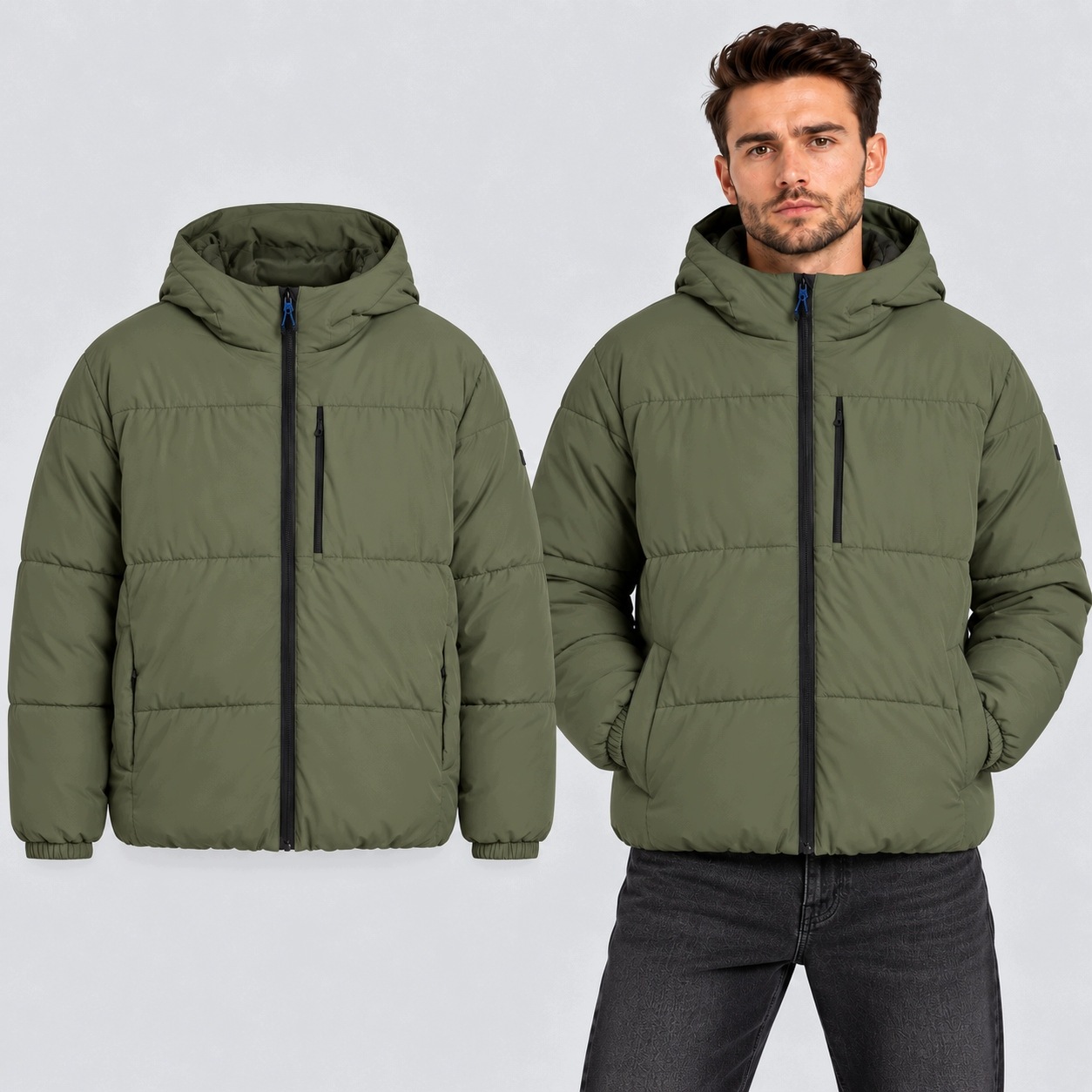 Zimní Bunda Pánská Tom Tailor Péřová S Kapucí Khaki AW26 M