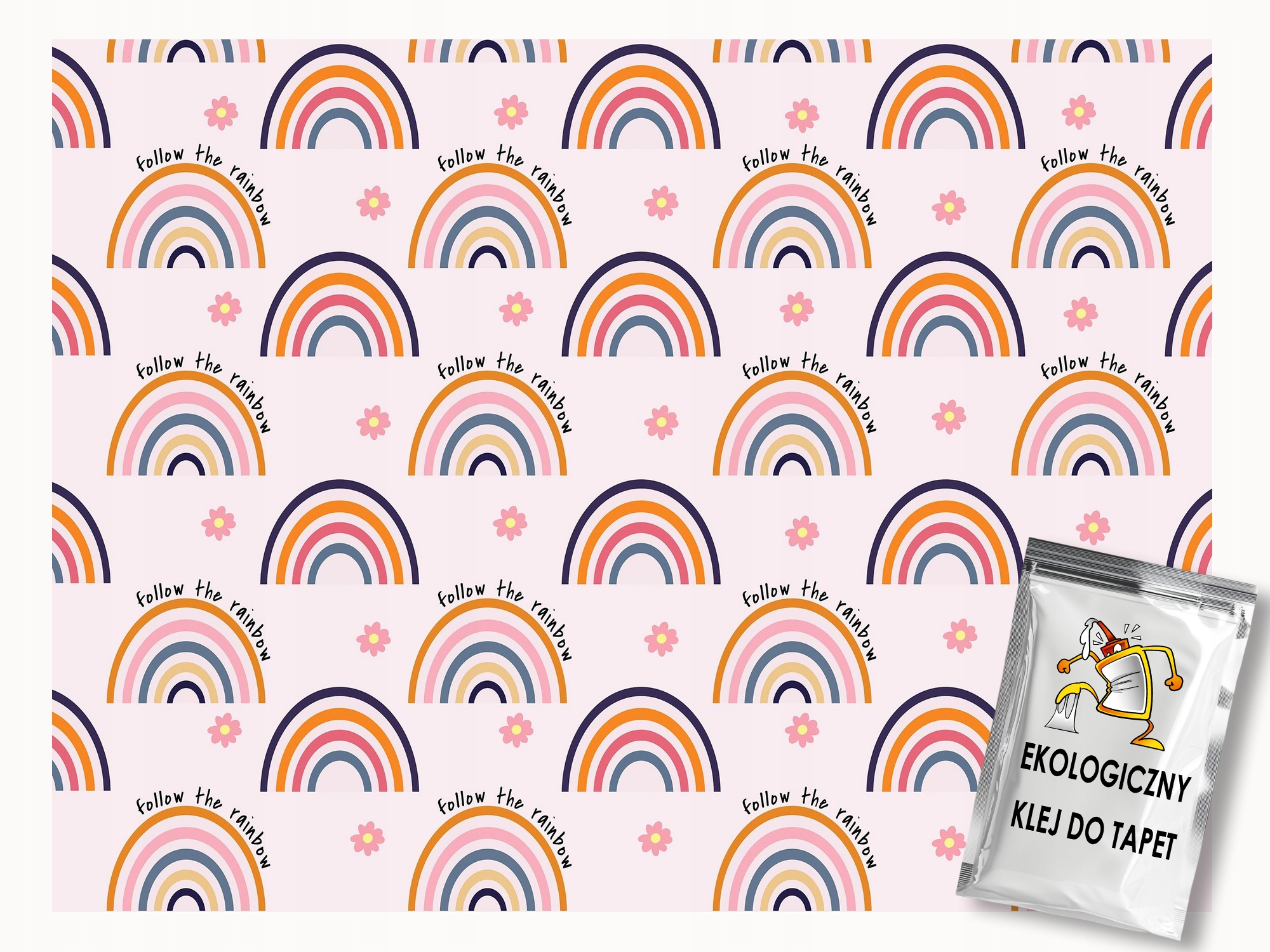 Fototapeta Flizelina Děti Růžový Vzor Duha Květiny Nápis 200x140 lepidlo