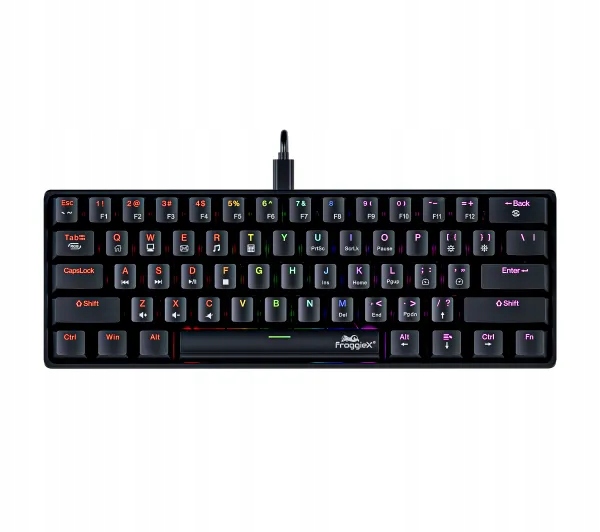 Klawiatura przewodowa FroggieX RavenStrike Rgb Outemu Red Usb-c Czarna