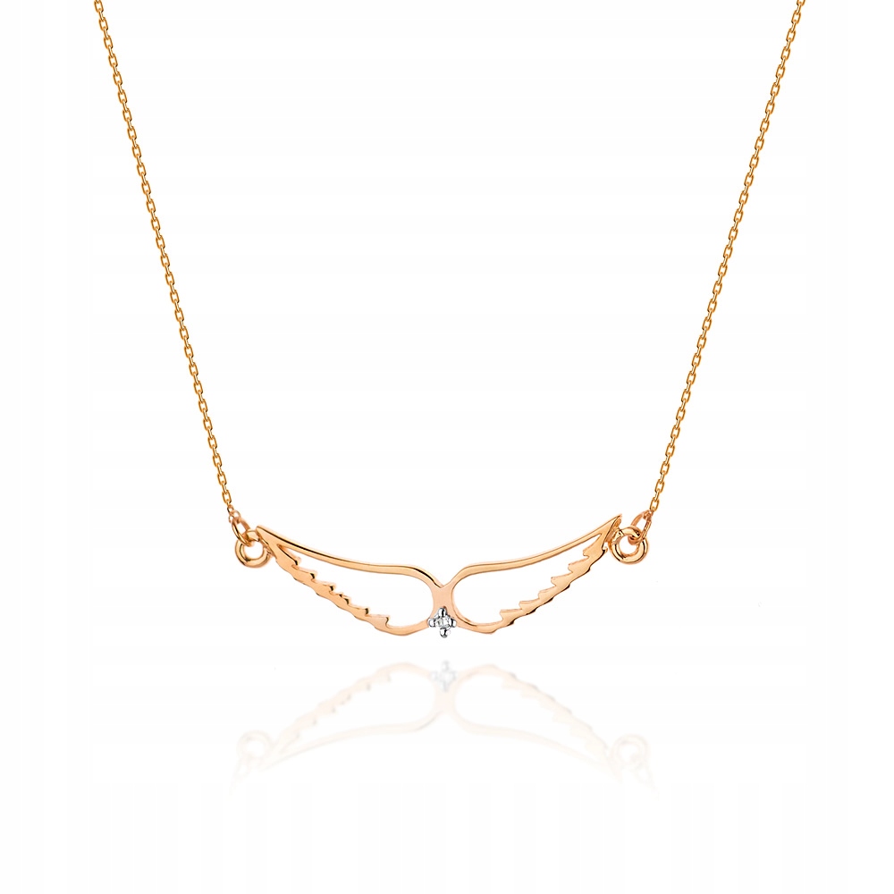 

Naszyjnik z różowego złota brylanty skrzydła 585