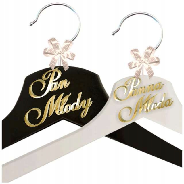 WIESZAKI ślubne PARA pan MŁODY panna MŁODA złote 2