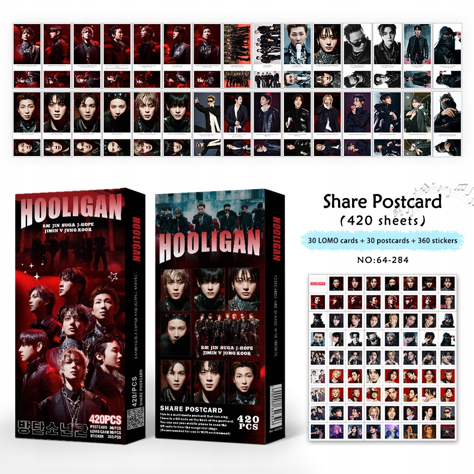 420 szt Zestaw Box Bts Arirang Hooligan Karty Lomo Photocards Naklejki