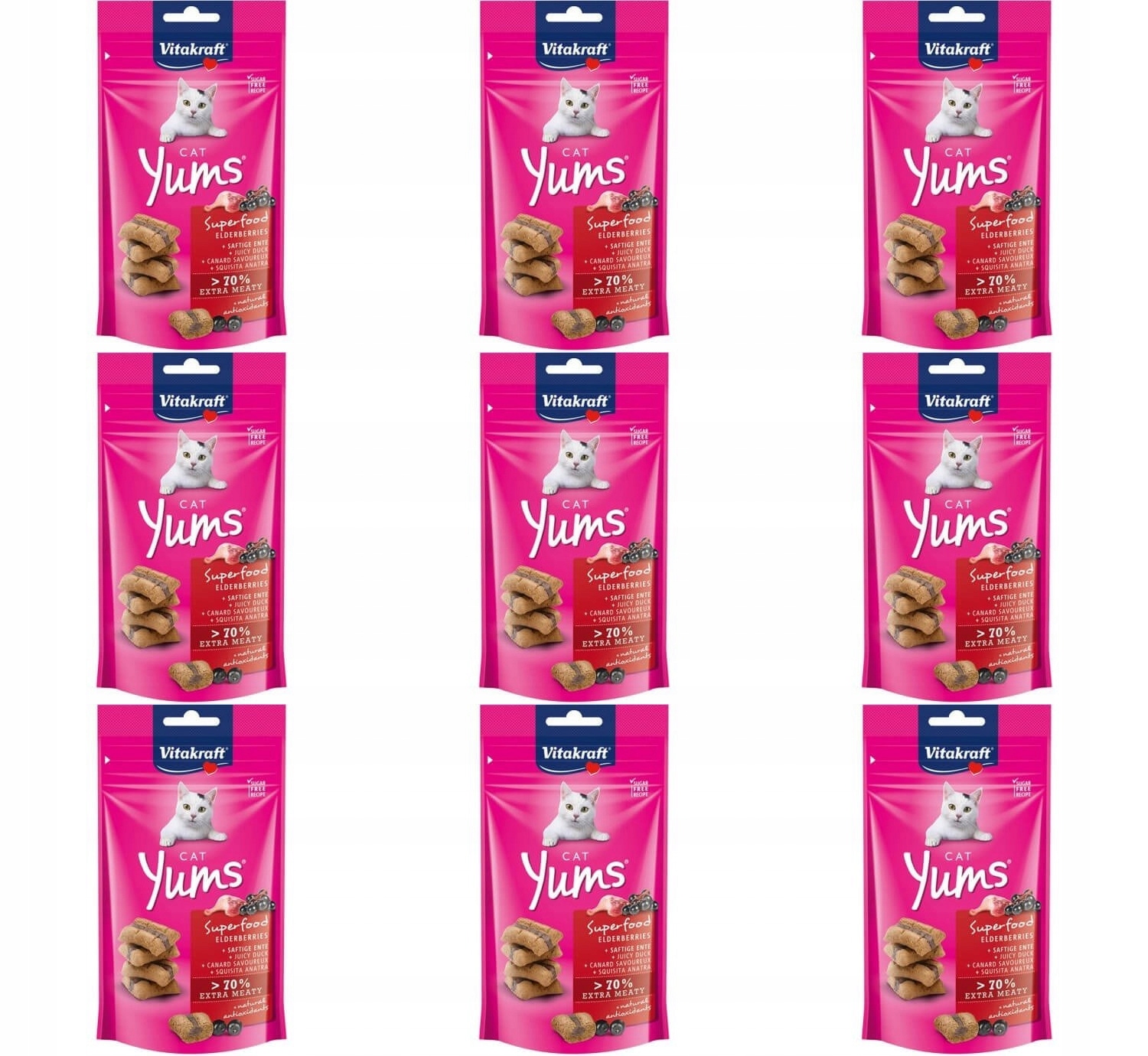 Levně Vitakraft Cat Yums Superfood s kachním bezem 9x40g