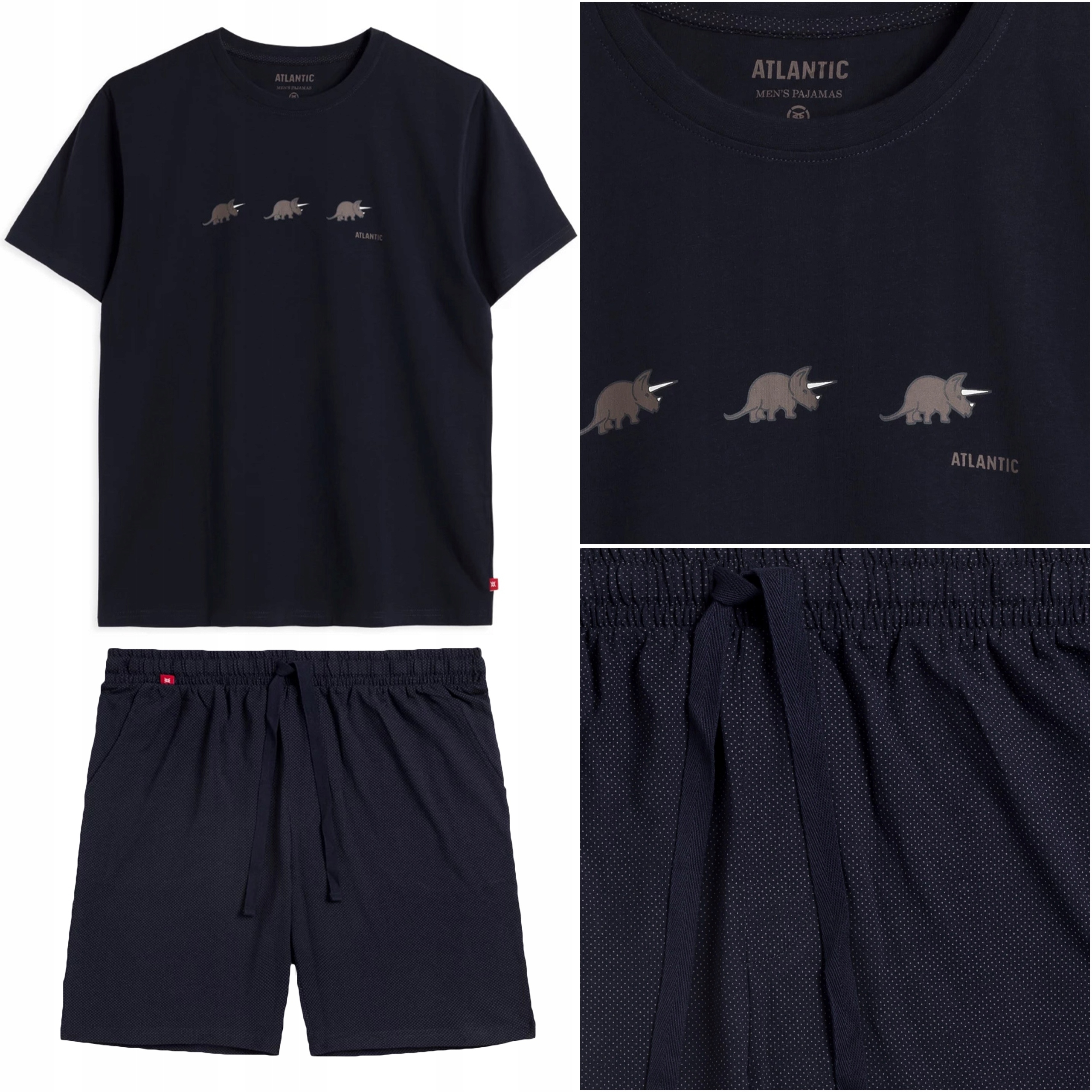 Pánské pyžamo Letní bavlněné s krátkým rukávem Atlantic NMP-371 M