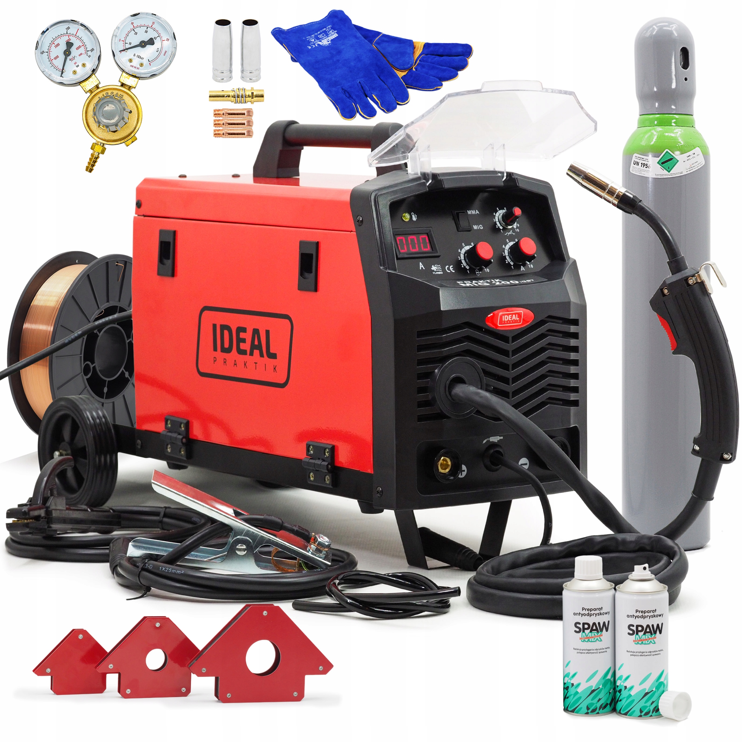 Zestaw Spawalniczy Ideal Praktik Mig 200 Igbt 200A Butla Drut Reduktor 230V