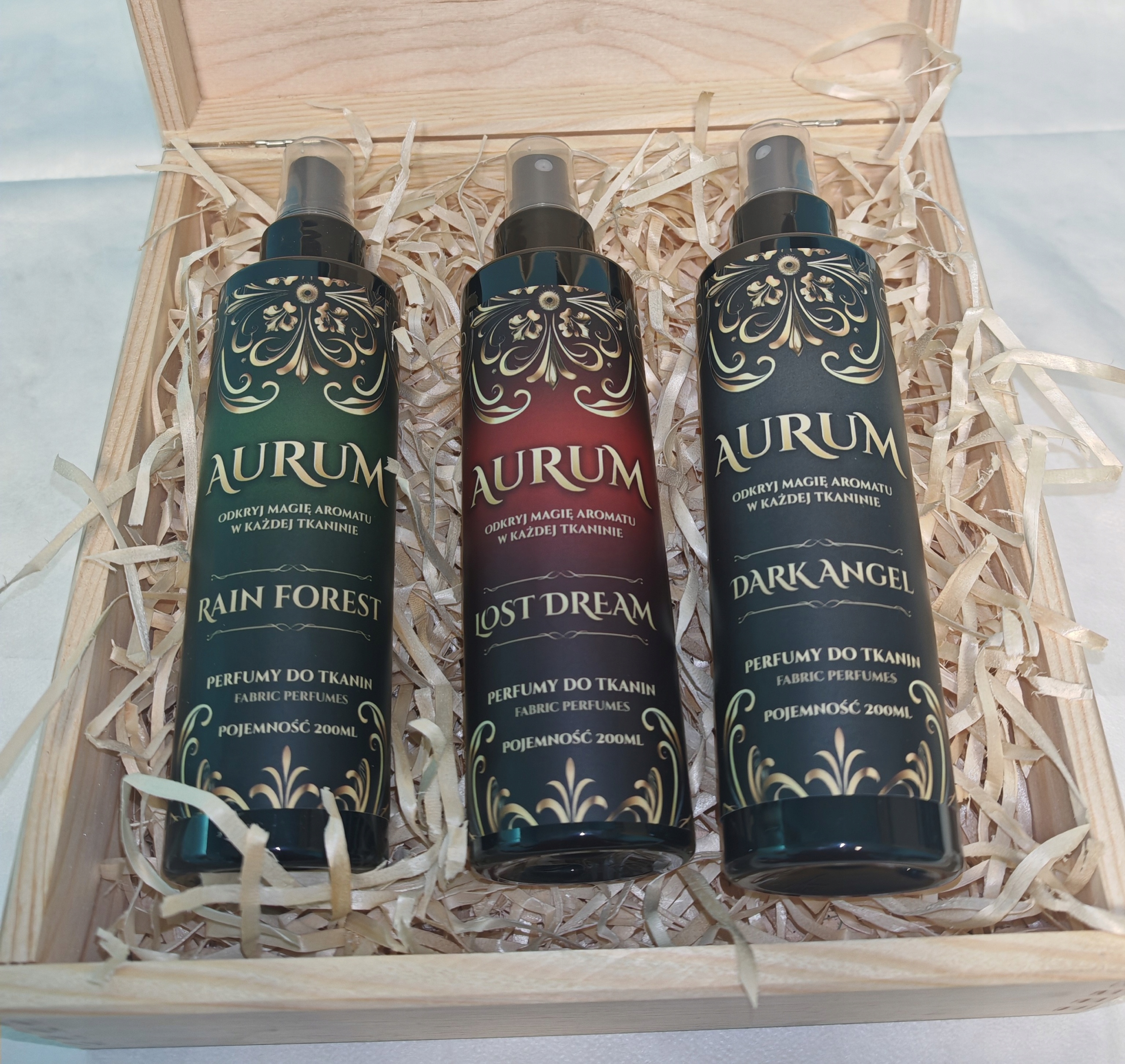 Levně Luxusní dárková sada parfémů na textil Aurum 3x 200 Ml v krabičce