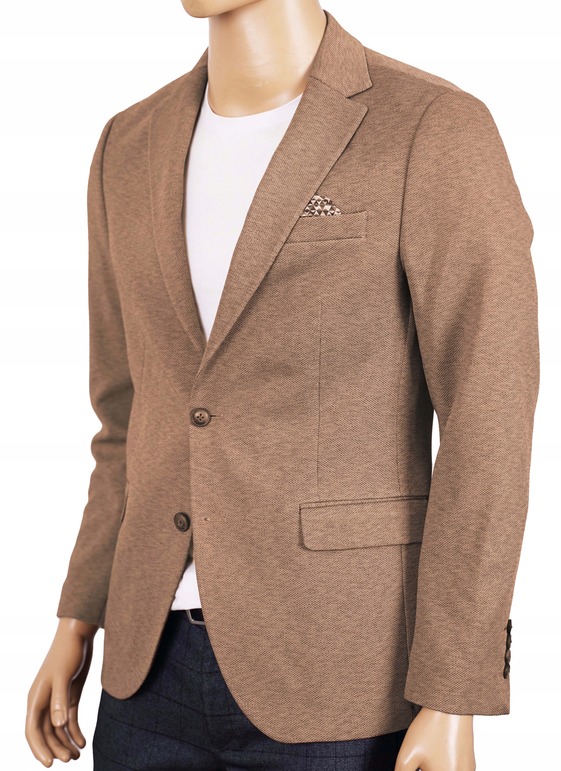 Marynarka męska melanżowa brązowa elegancka wizytowa casualowa turecka 58 Kolor brązowy