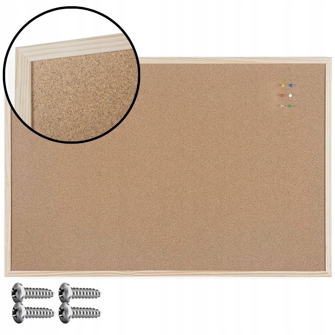 TABLICA KORKOWA DO PRZYPINANIA 40x60 60x40 DREWNIANA RAMA ZESTAW PINEZKI