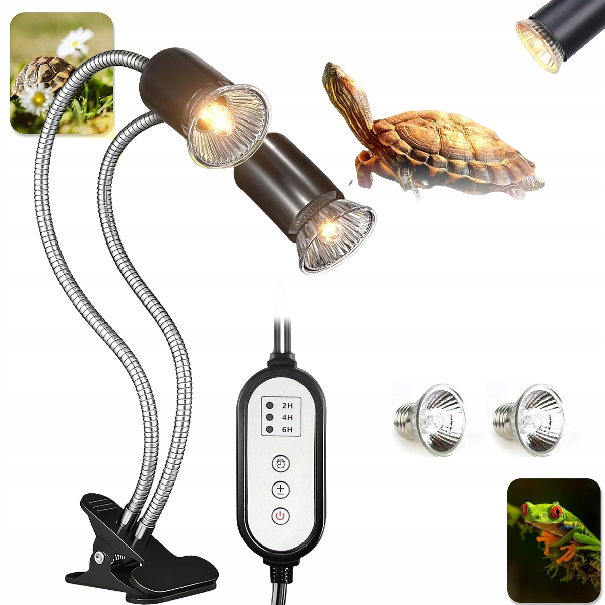 Levně Akvarijní Topná Lampa Pro Obojživelníky Na Klip 2 Žárovky E27