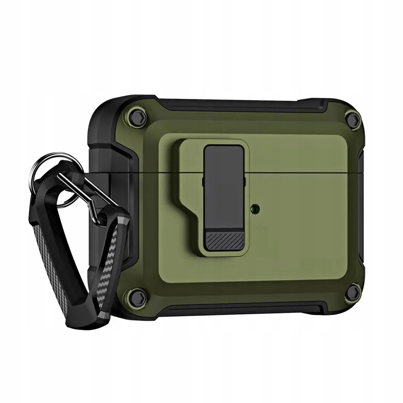 Etui pancerne Pro na Airpods 4 z karabińczykiem zielone Hurtel