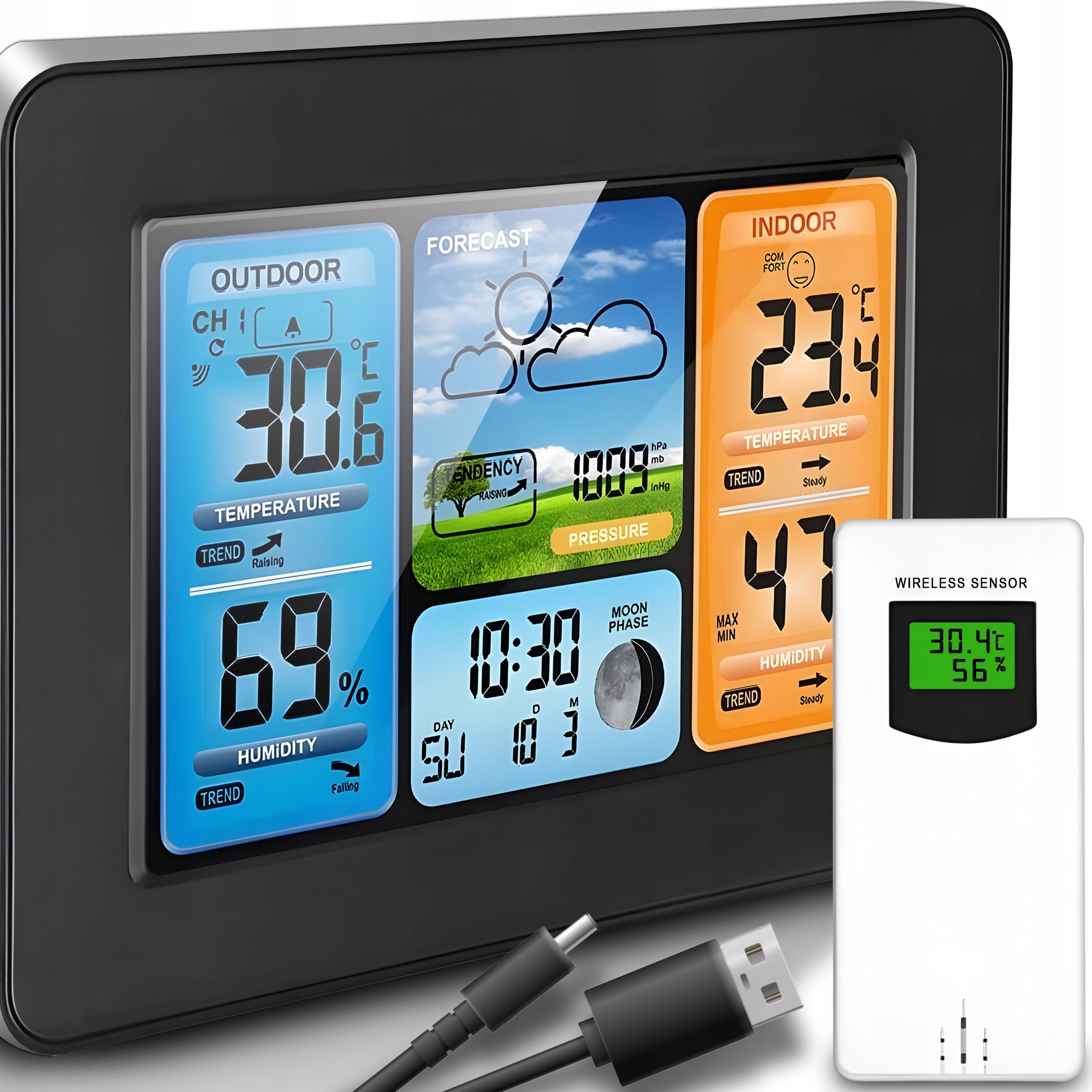 Bezdrátová Meteorologická Stanice Vlhkoměr Dcf Hodiny Datum Senzor