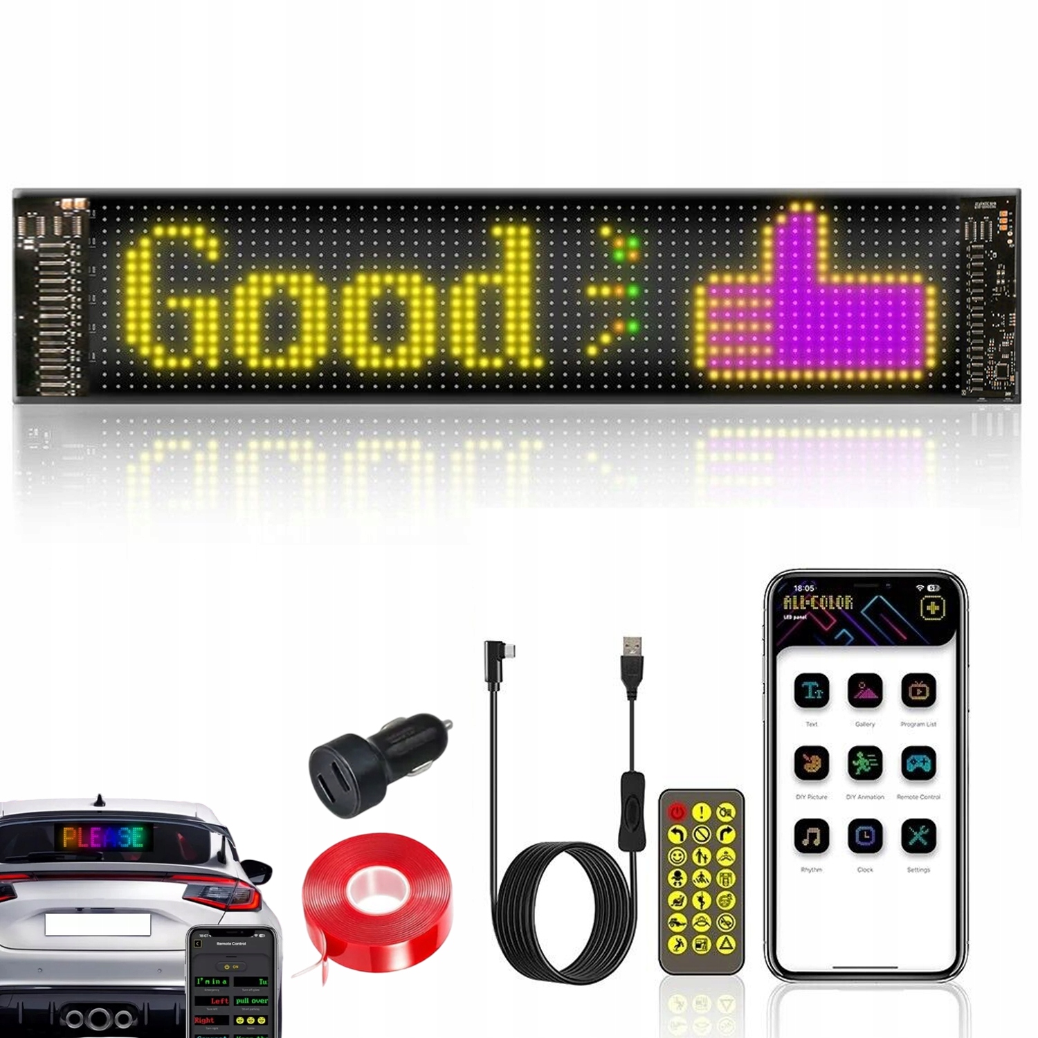 Flexibilní Led Displej Do Auta Programovatelný Dynamický S Aplikací