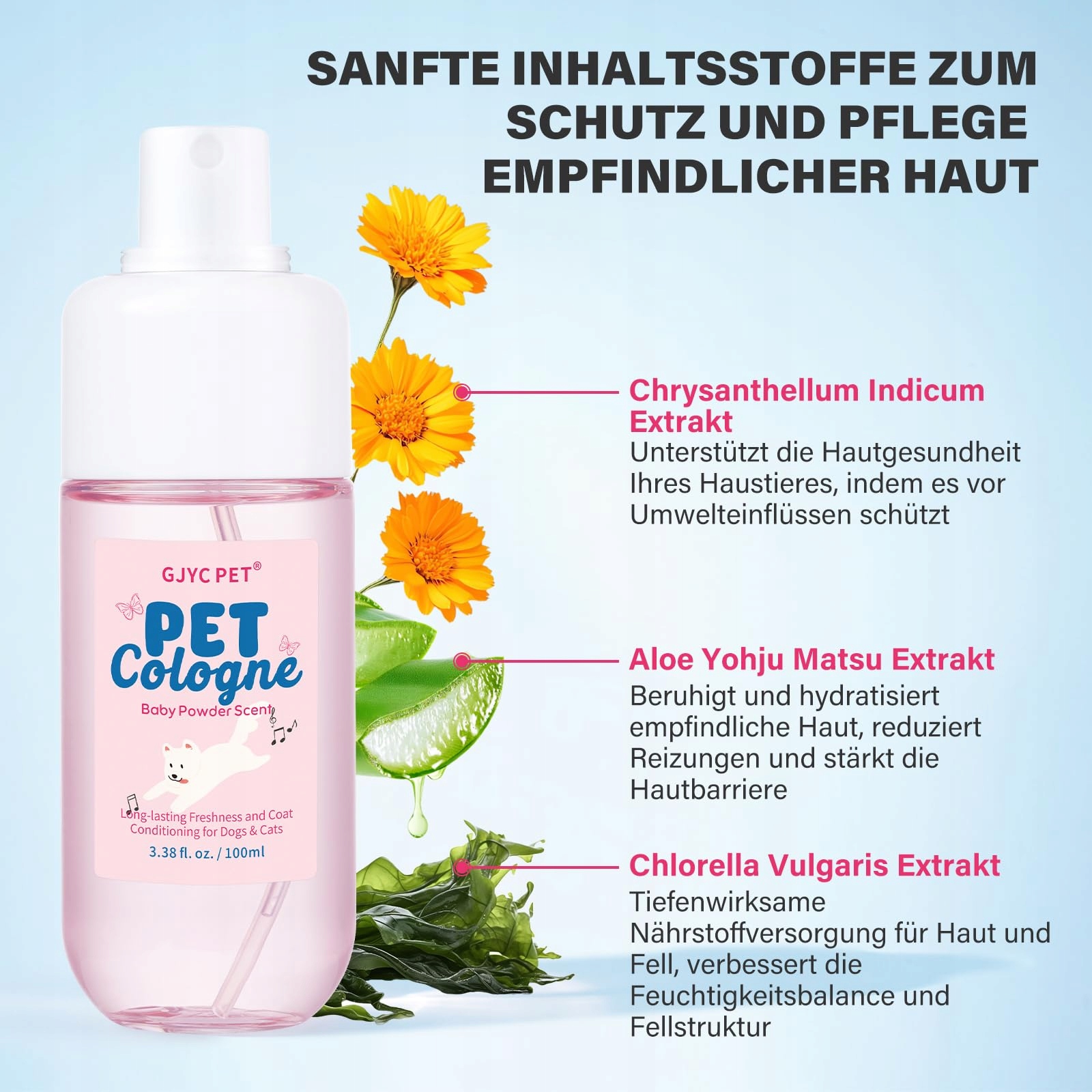 GJYC PET Spray Dla Psów I Kotów O Zapachu Pudru Długotrwały Dezodorant — miniatura 4
