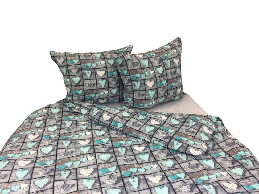Krepové povlečení 160x200 lux 2109 tyrkysové srdce