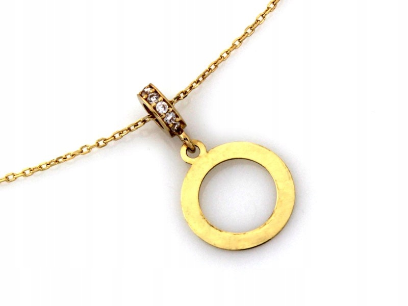 Zlatý náhrdelník 585 celebrity ring s bílými zirkony 42 cm, kolečko 1.37 g