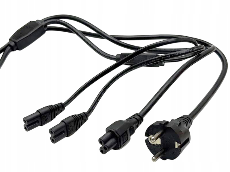 KABEL ZASILAJĄCY ROZDZIELACZ 230V NA 1xC5 KONICZYNKA + 2xC7 ÓSEMKA 2,5M