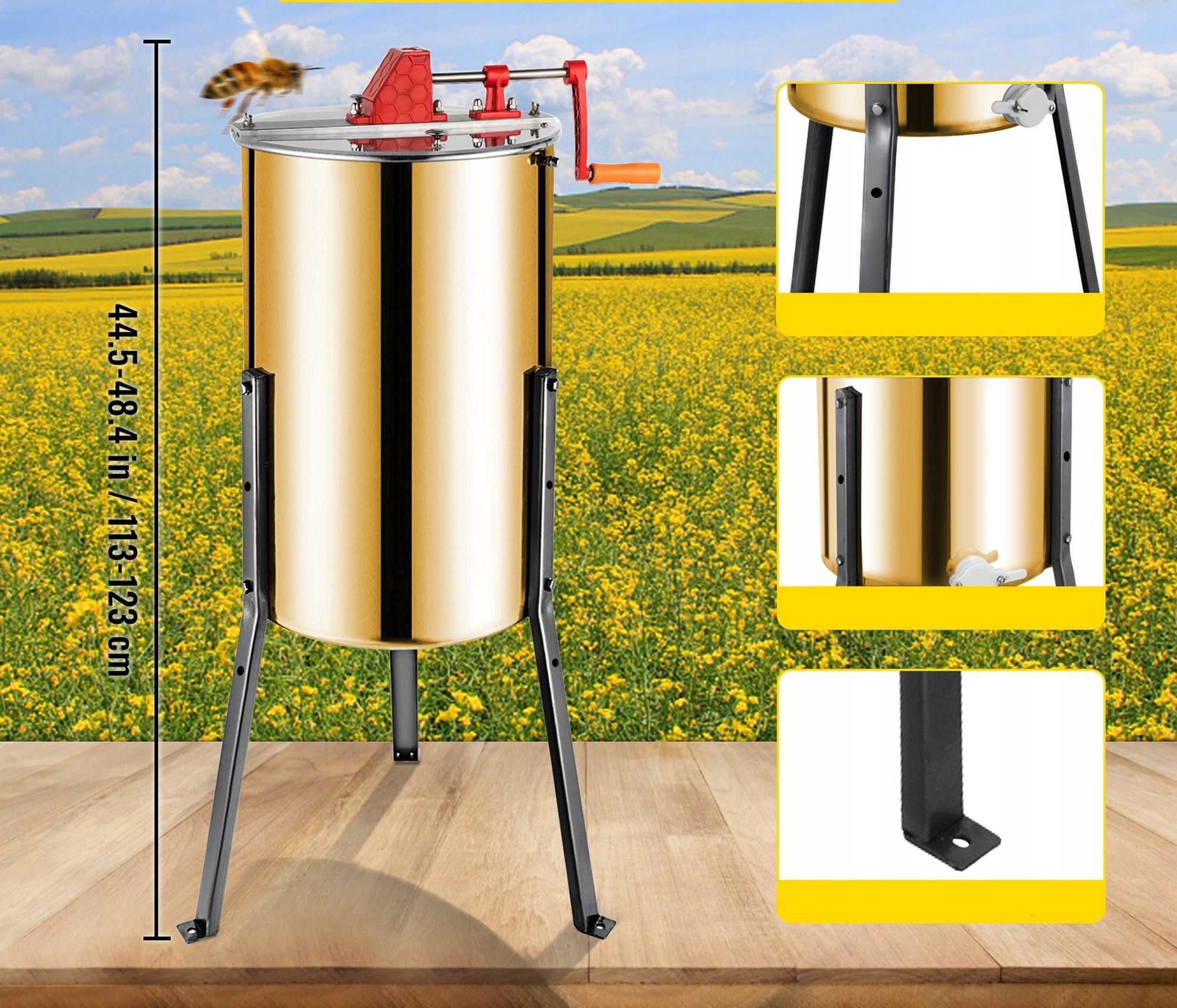 MIODARKA RĘCZNA WIRÓWKA DO MIODU ULA 3 RAMKOWA SEPARATOR DIAGONALNA Waga produktu z opakowaniem jednostkowym 13 kg