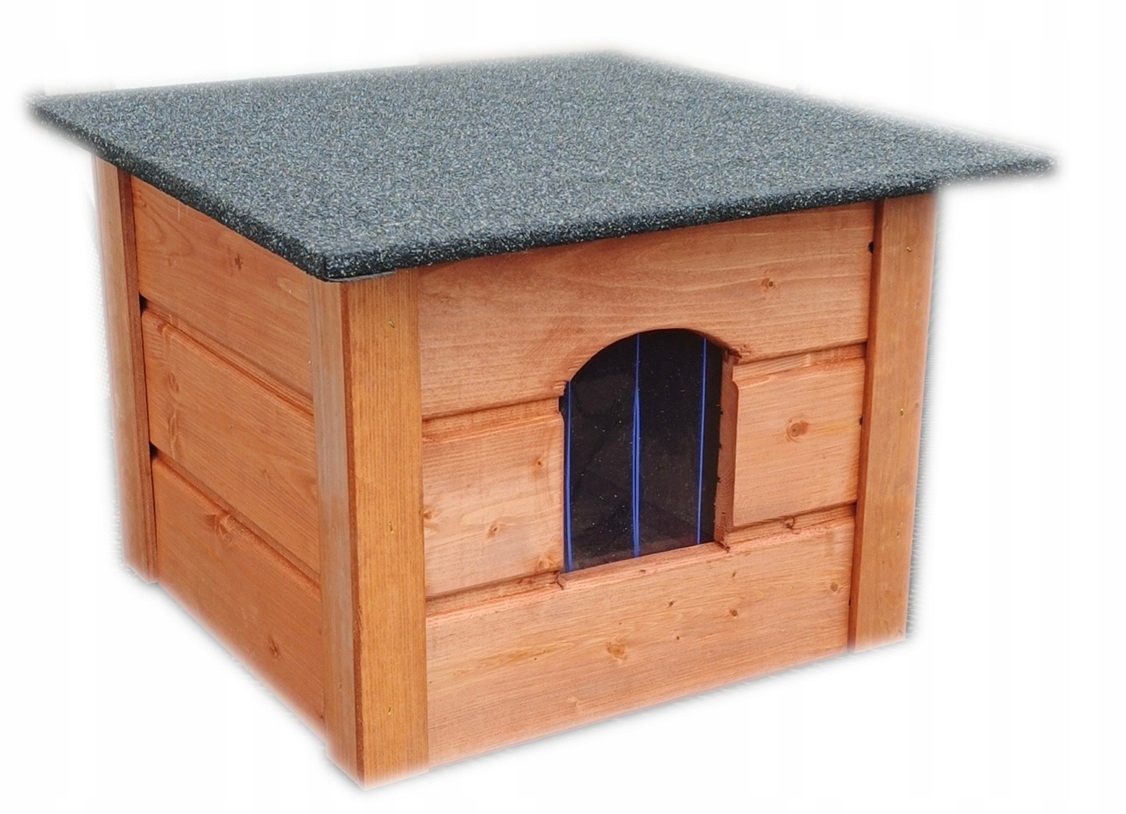 Ocieplana buda dla kota, budka dla kota, domek dla kota z kurtyną