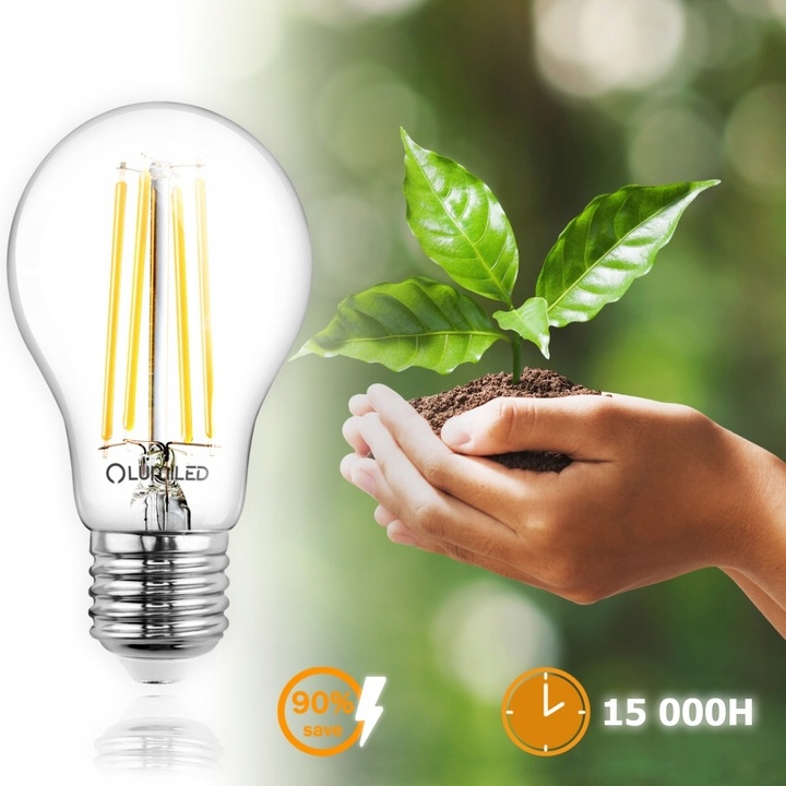 6x Żarówka LED E27 A60 8W = 75W 1055lm 3000K Ciepła FILAMENT OZDOBŇA RETRO Marka Lumiled