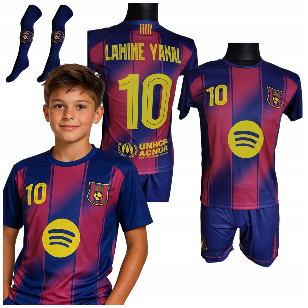 Koszulka Spodenki Komplet Lamine Yamal 170 Strój Piłkarski Getry Trening