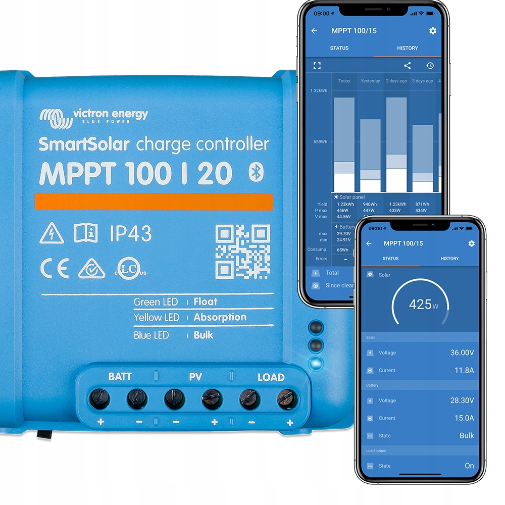 Regulaltor Solarny Ładowania Mppt Victron Smart Solar 100/20 12V 24V 48V Bt