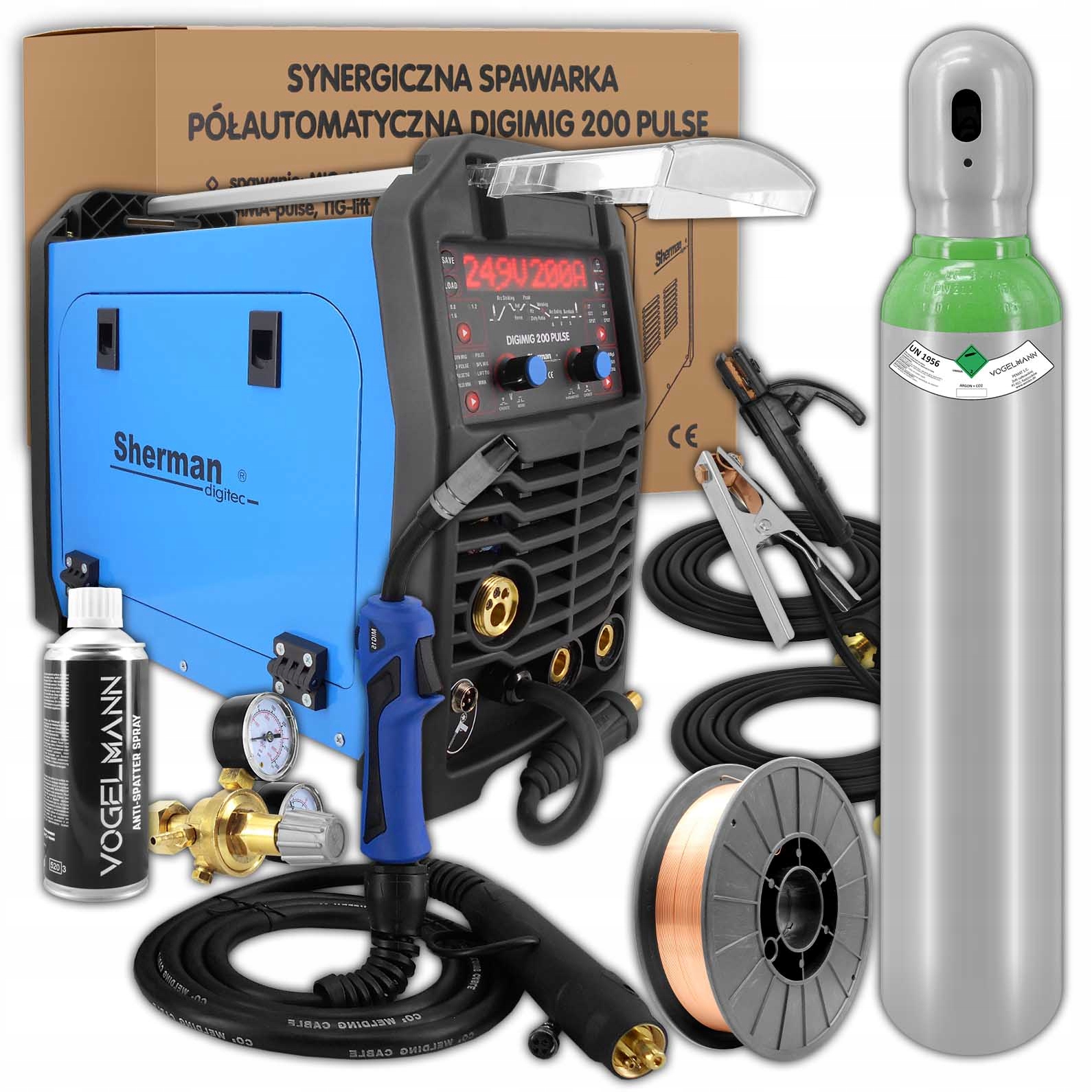 Sherman Digimig 200 Pulse Zestaw Mig Mag Migomat Spawarka Butla Drut