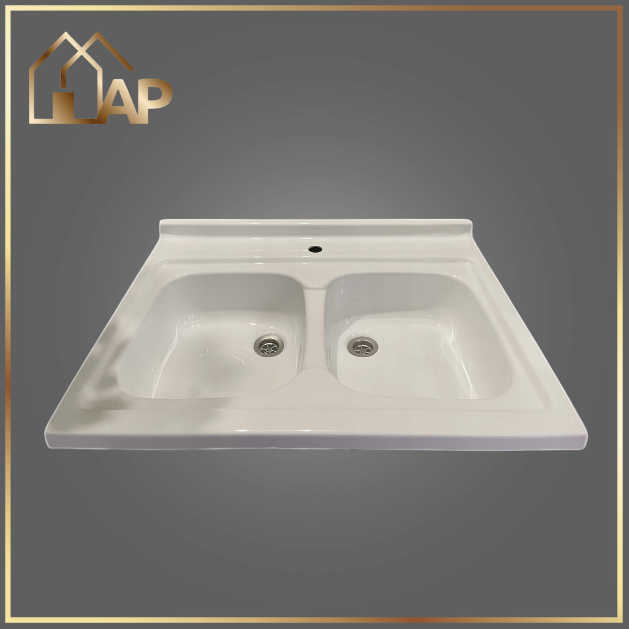 ZLEWOZMYWAK 80x60 BIAŁY DWUKOMOROWY Z OTWOREM NAKŁADANY NA SZAFKĘ SYFON Kształt prostokątny