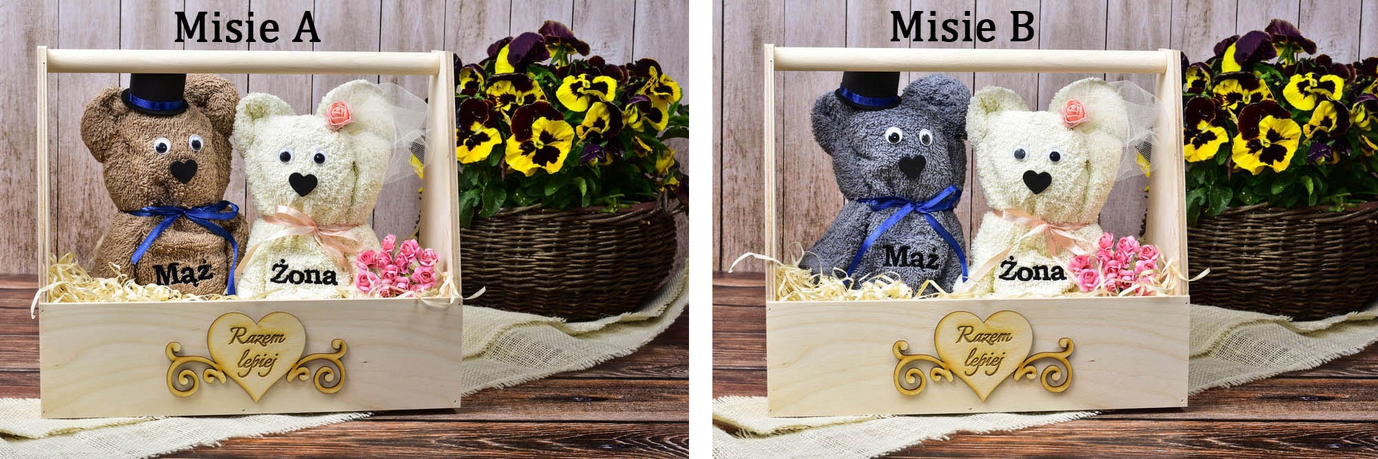 Prezent dla Pary na Ślub Rocznicę, zamiast kwiatów Wymiary ręcznika 50x100cm