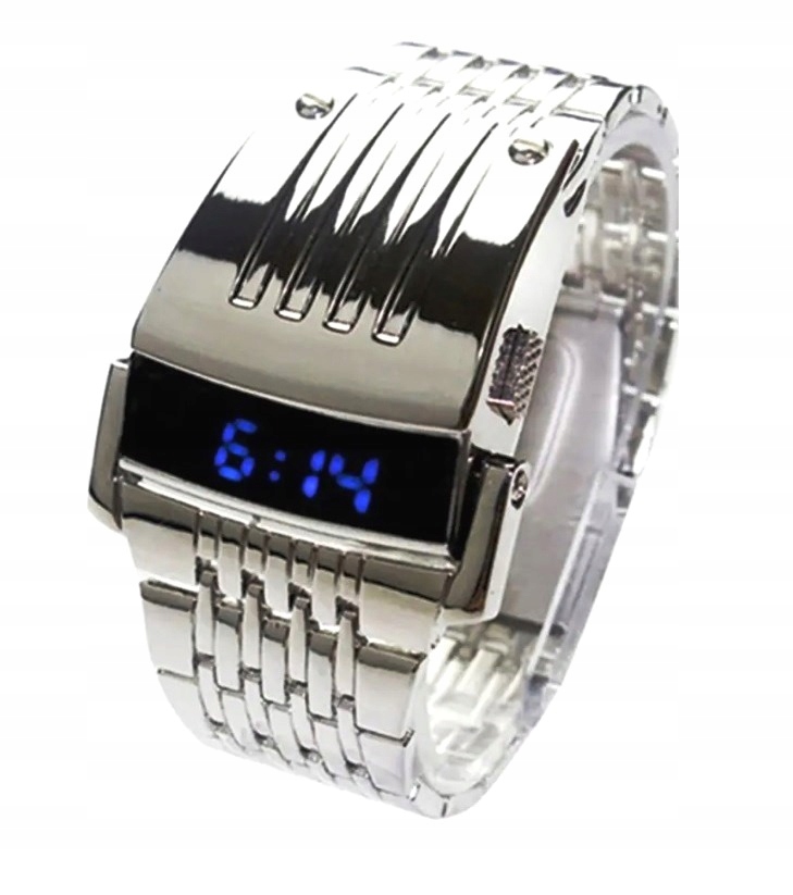 Nové Futuristické Pánské Hodinky Blue Led Predator Stříbrné