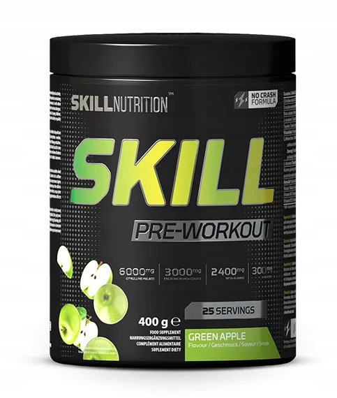 Skill Nutrition Skill Pre-Workout Zelené jablko prášek 400 g