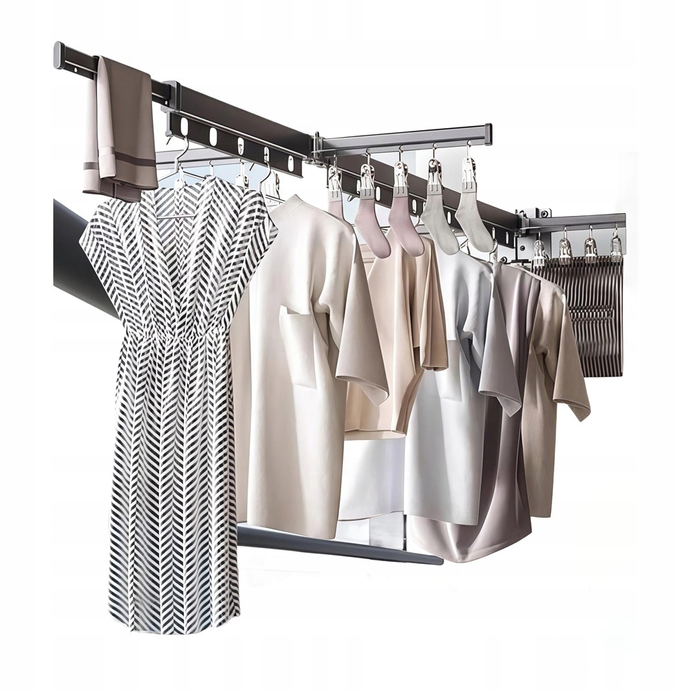 Levně Skládací Sušák Na Prádlo Na Zeď Z Hliníku, Černý