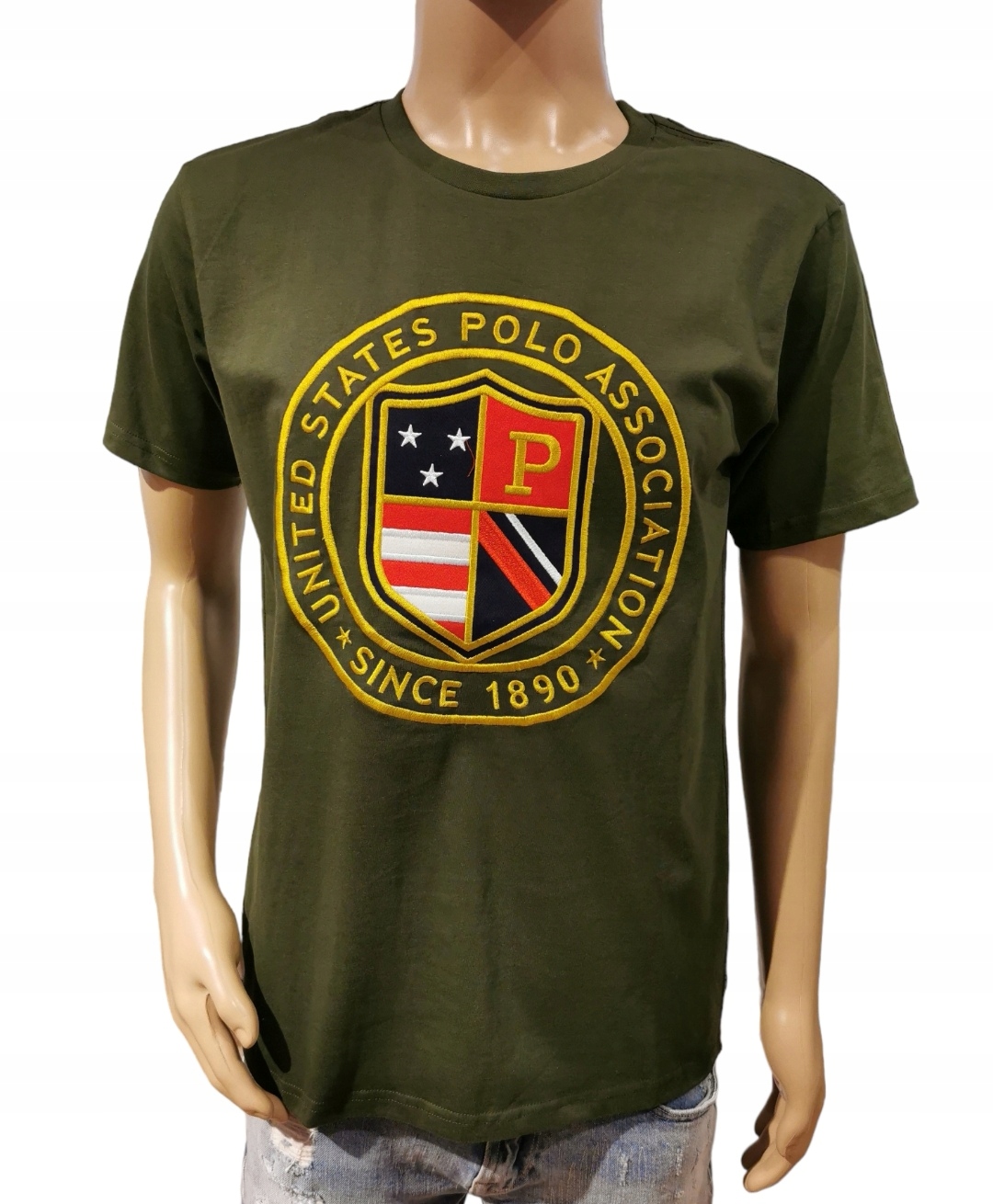 U.S. POLO ASSN bavlnené tričko vlajka khaki L