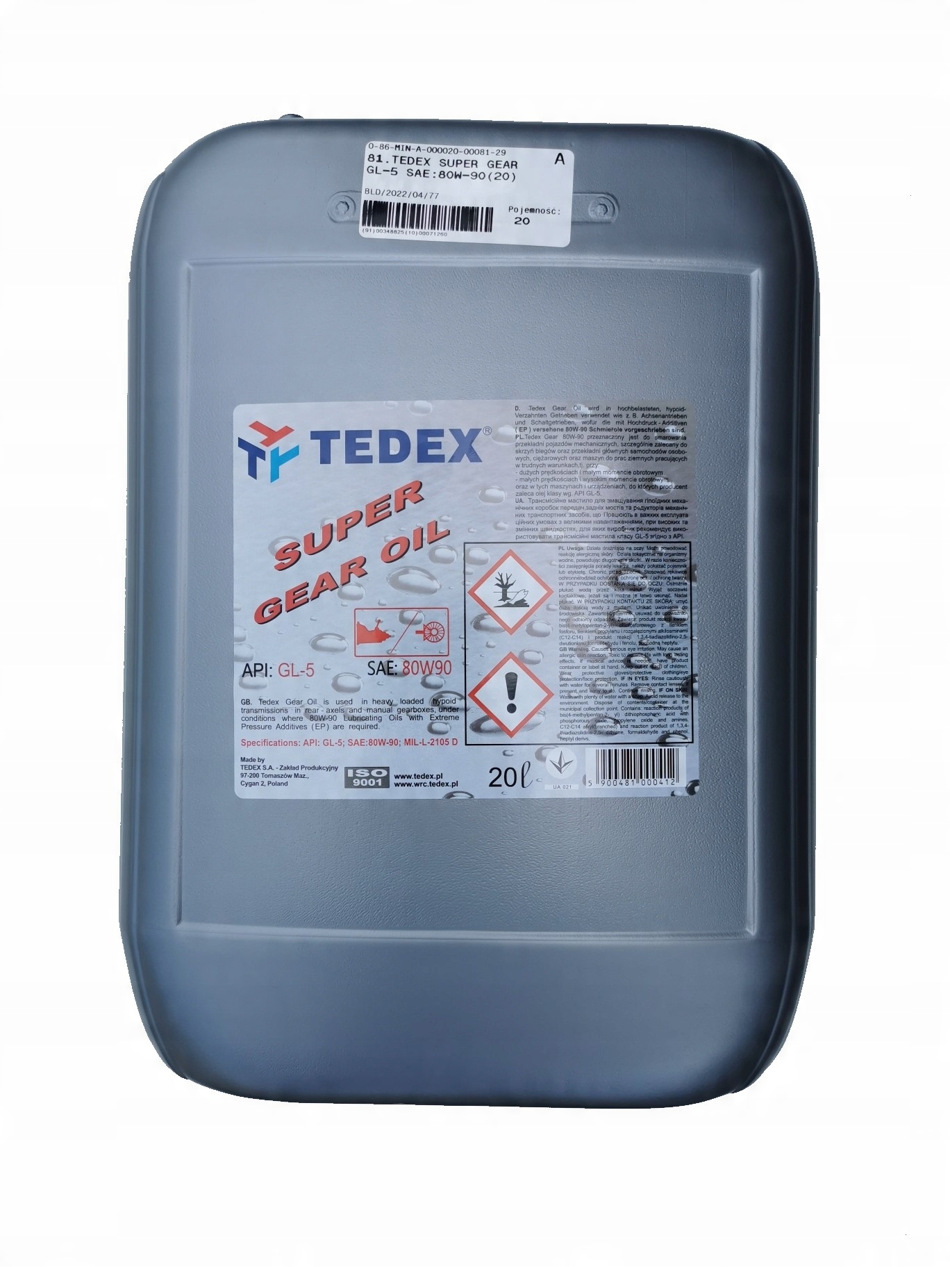 

Olej Przekładniowy Tedex Gear GL-5 80W-90 20L