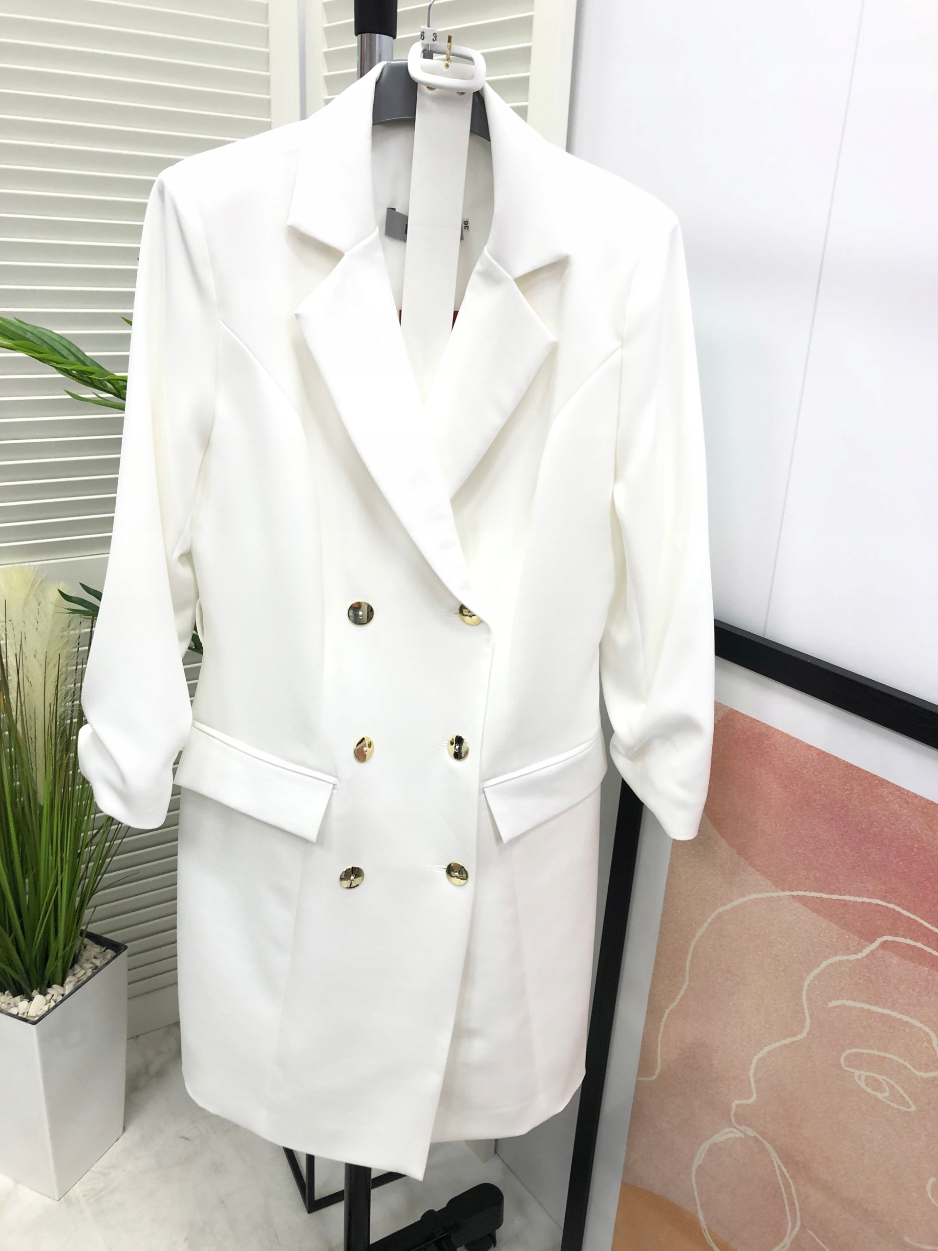 SUKIENKA ŻAKIETOWA SOHO PREMIUM __ śmietanka ___ 42 Dekolt kopertowy